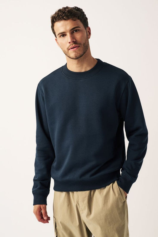 CUiTO™ Cotton Navy Blue Plain Sweat Shirt 320 GSM