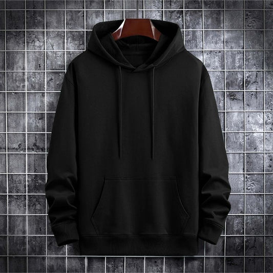 CUiTO™ Cotton Black Plain Hoodie 320 GSM