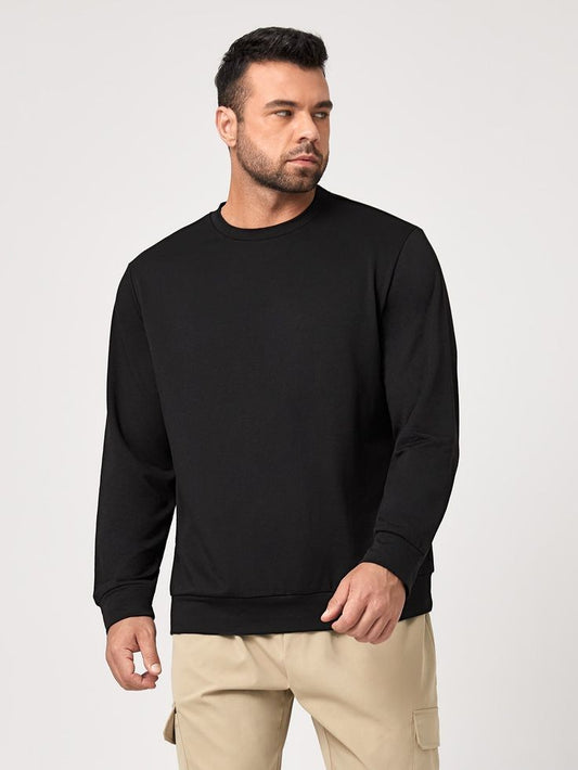 CUiTO™ Cotton Black Plain Sweat Shirt 320 GSM