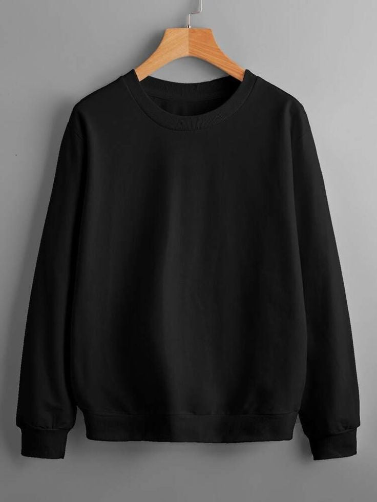 CUiTO™ Cotton Black Plain Sweat Shirt 320 GSM