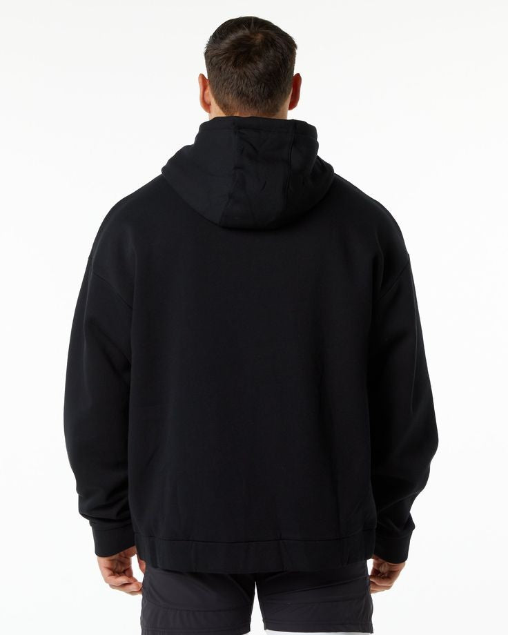 CUiTO™ Droupshoulder Black Plain Hoodie 430 GSM