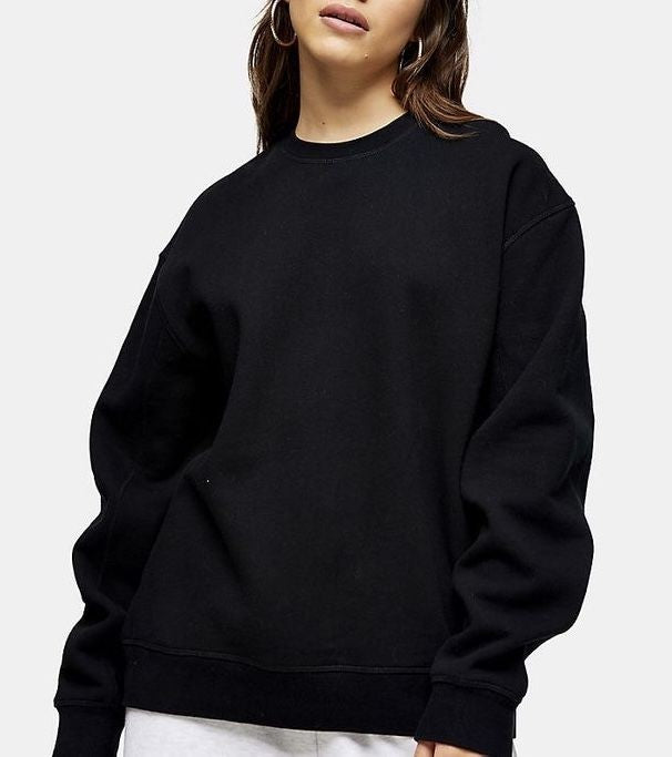 CUiTO™ Cotton Black Plain Sweat Shirt 320 GSM