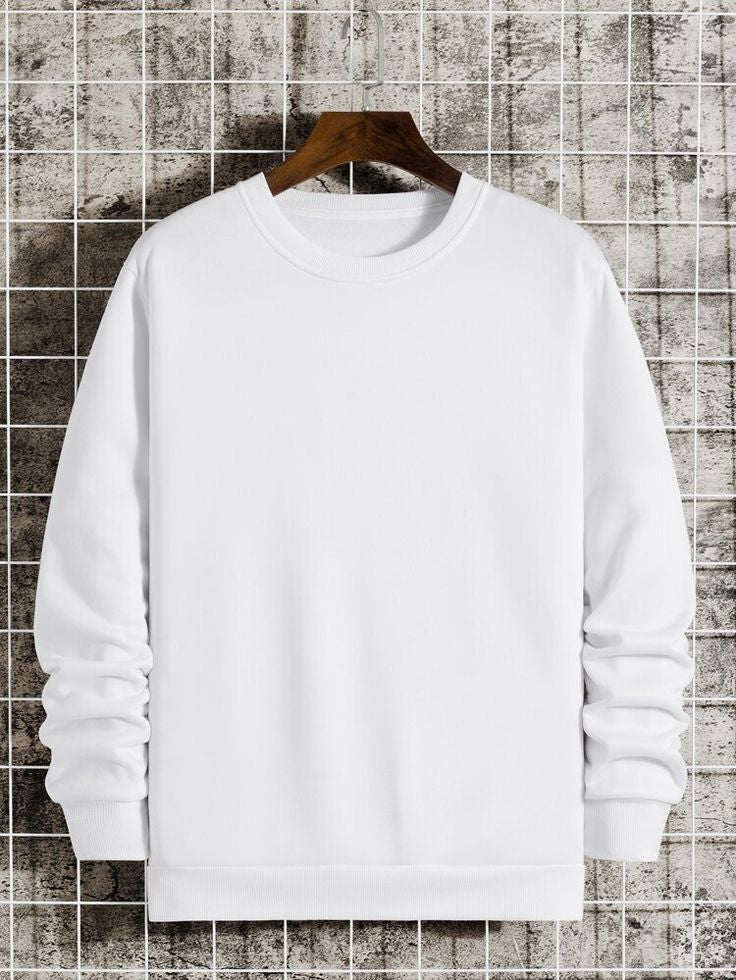 CUiTO™ Cotton White Plain Sweat shirt 320 GSM