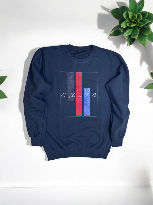 CUiTO™ Navy Blue Sweat shirt Cotton 320 GSM Printed Cuito Design