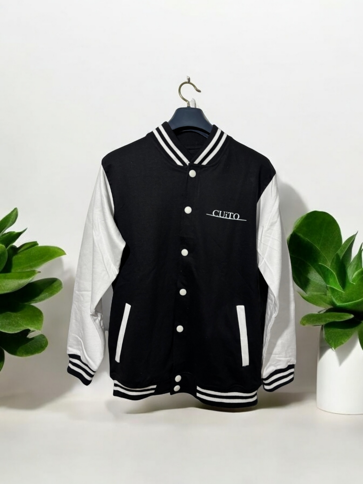 CUiTO™ Black versity Jacket Cotton 320 GSM Feather Printed Design