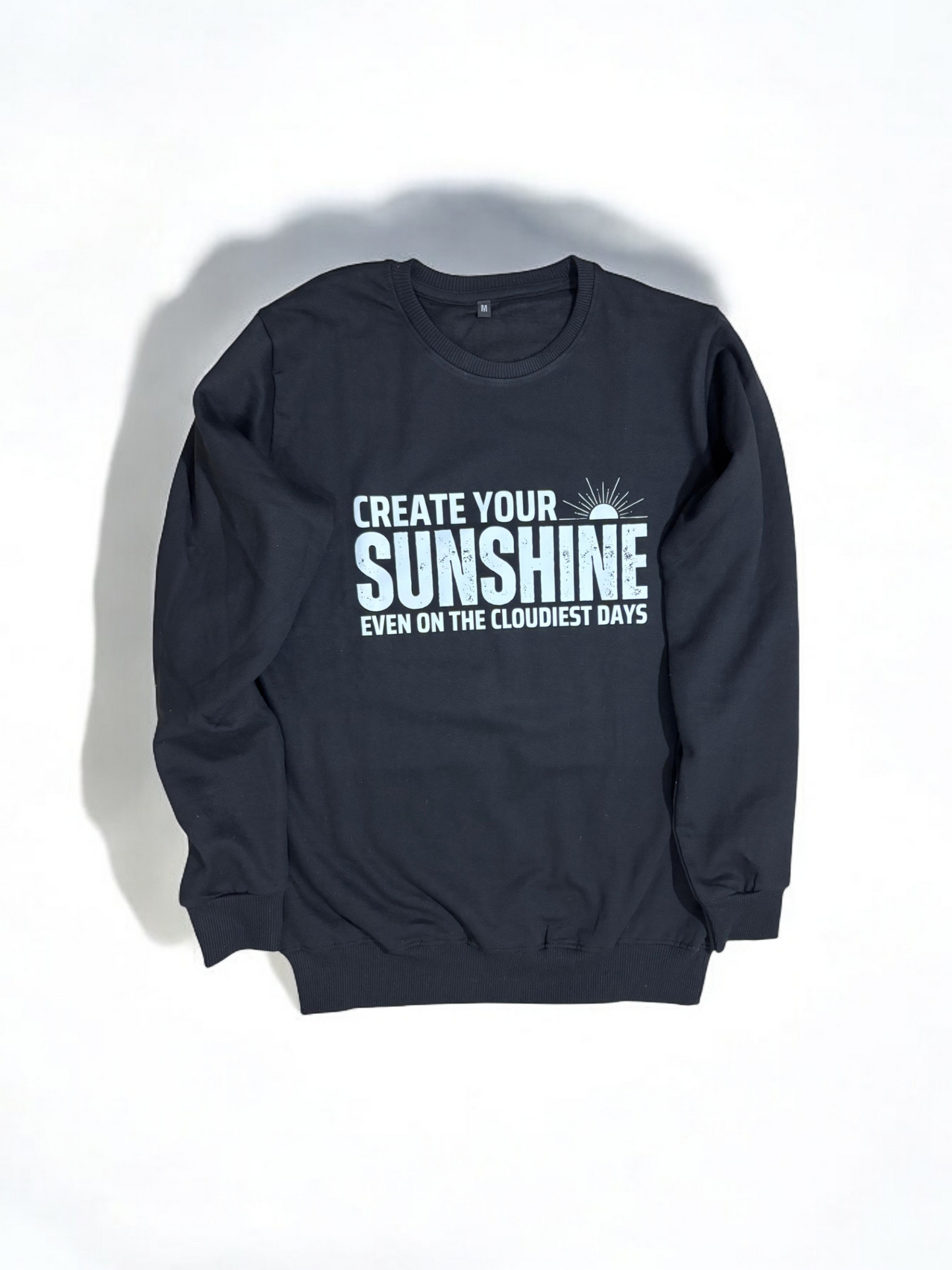 CUiTO™ Black Sweat Shirt 320 GSM Printed Sunshine Design