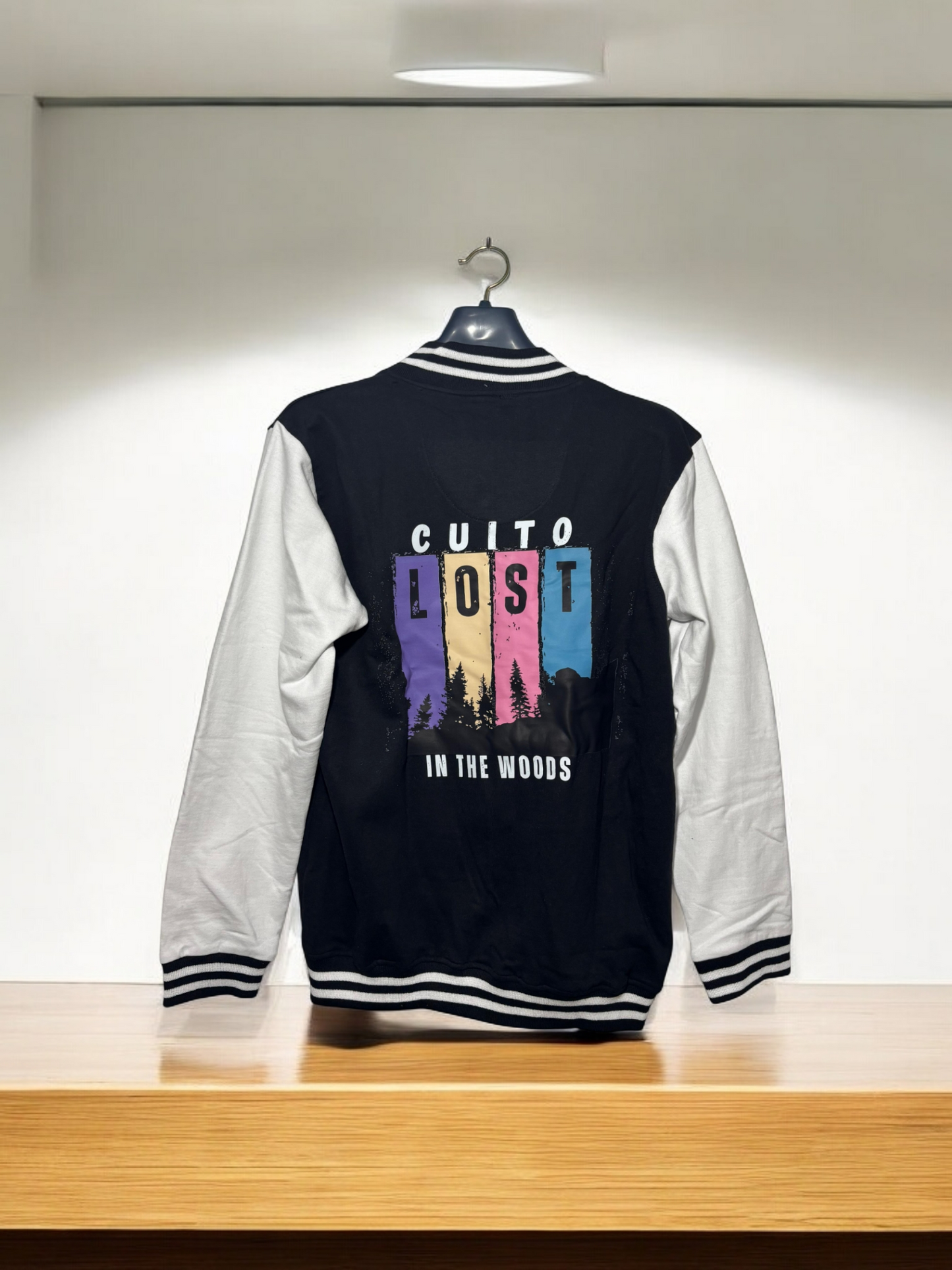 CUiTO™ Black Versity Jacket Cotton 320 GSM LOST Printed Design