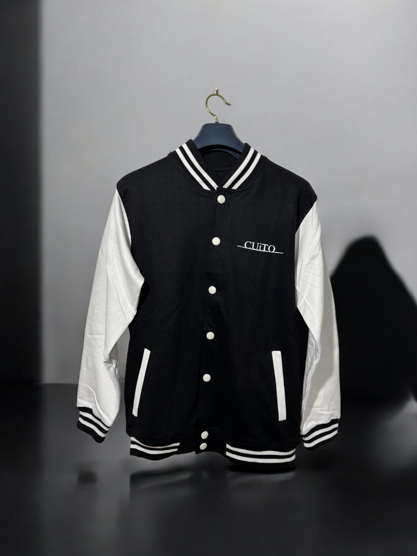 CUiTO™ Black Versity Jacket Cotton 320 GSM Flowers Design