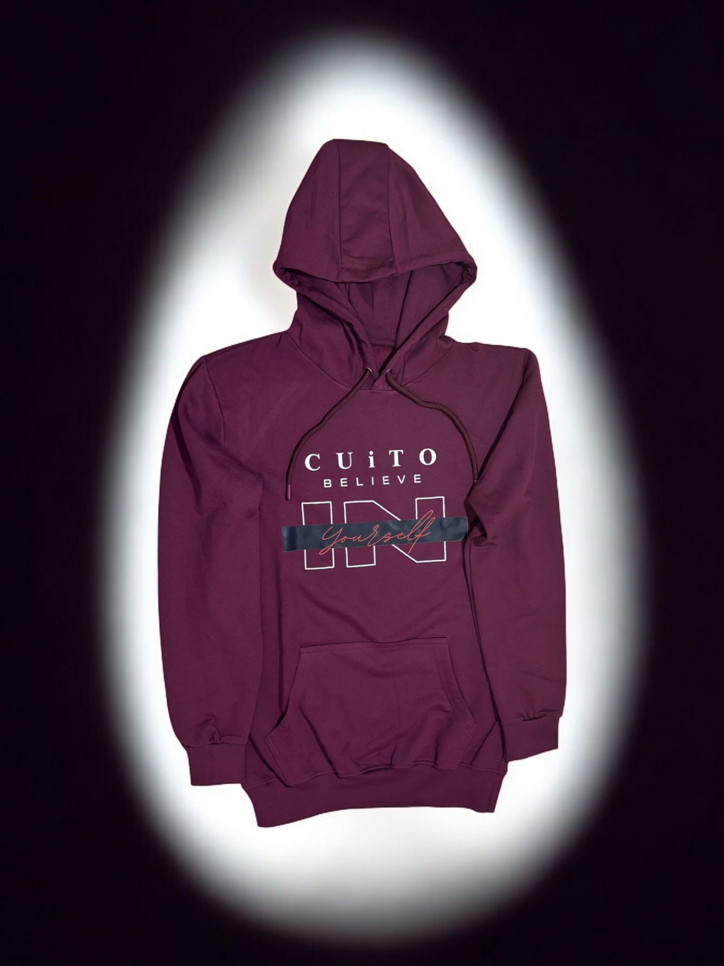 CUiTO™ Maroon Cotton Hoodies 320 GSM Printed Belive in Design