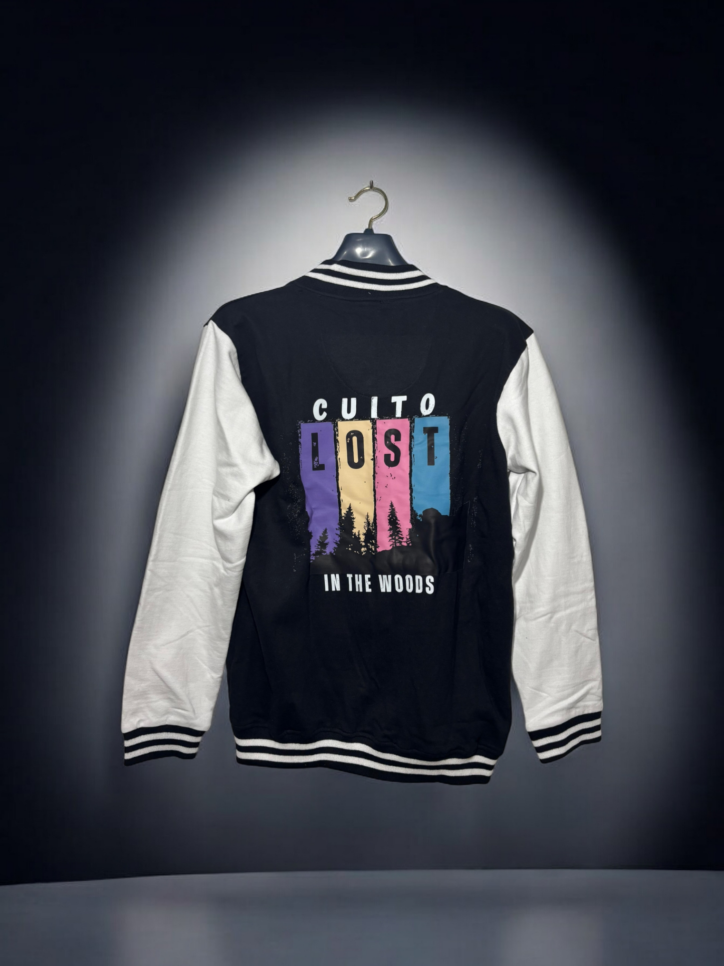 CUiTO™ Black Versity Jacket Cotton 320 GSM LOST Printed Design