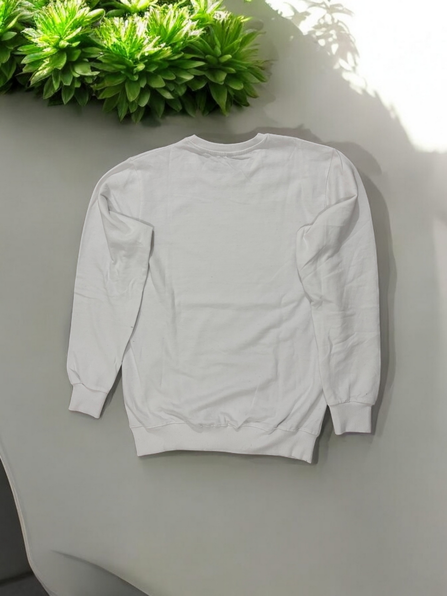 CUiTO™ White Sweat shirt Cotton 320 GSM Printed House Design